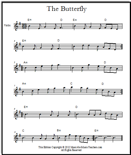 Free Irish Fiddle Sheet Music "The Butterfly"