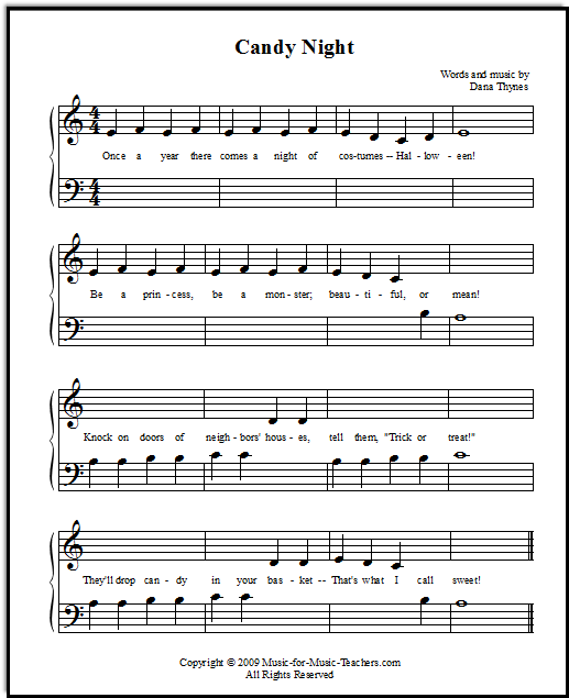 Halloween Songs for Beginner Piano Students, with Lettered Notes!