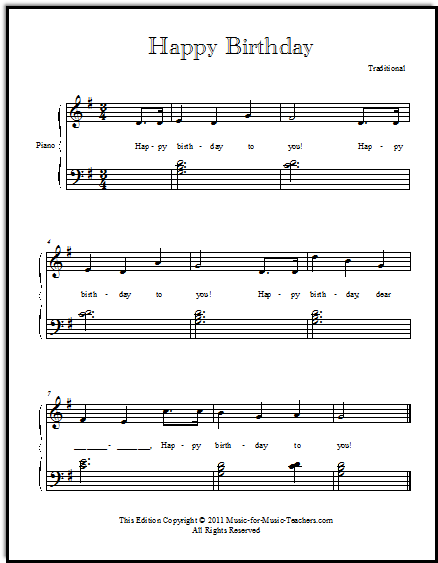 Happy Birthday Free Sheetmusic for All Instruments and Voice