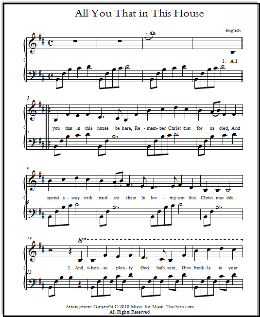 Free Sheet Music for Teachers of Piano, Voice, and Guitar