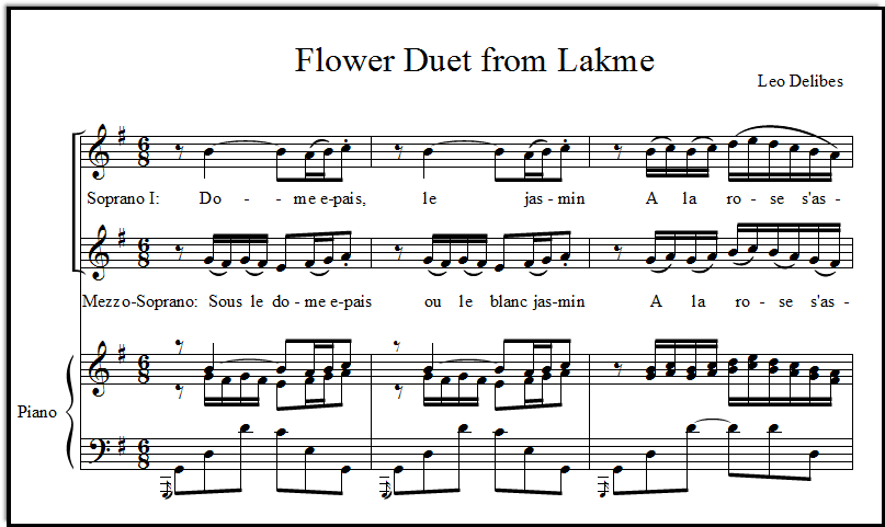 Lakme Flower Duet Free Opera Sheet Music Free Vocal Sheet Music 2862