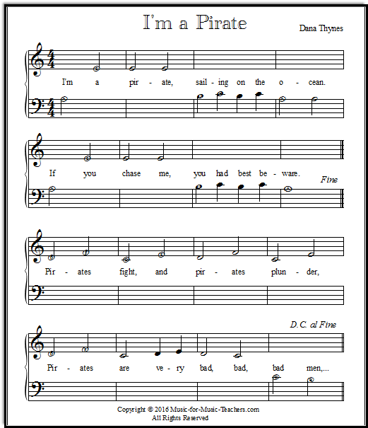 Beginner Piano Music for Kids -- Printable Free Sheet Music
