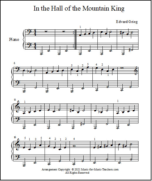 In The Hall Of The Mountain King Sheet Music For Intermediate Piano