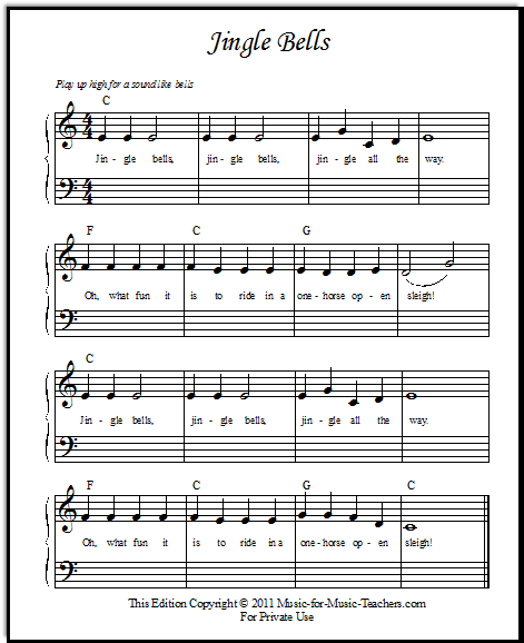 Jingle Bells (Lead sheet with lyrics ) Sheet music for Piano (Solo) Easy