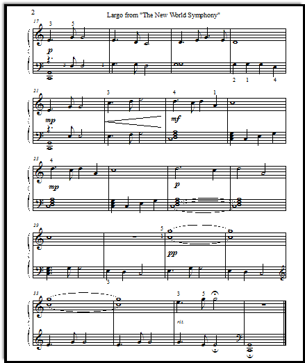 Largo From The New World Symphony Free Printable Sheet Music For Piano