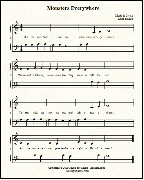 Halloween Songs For Beginner Piano With Without Lettered Notes
