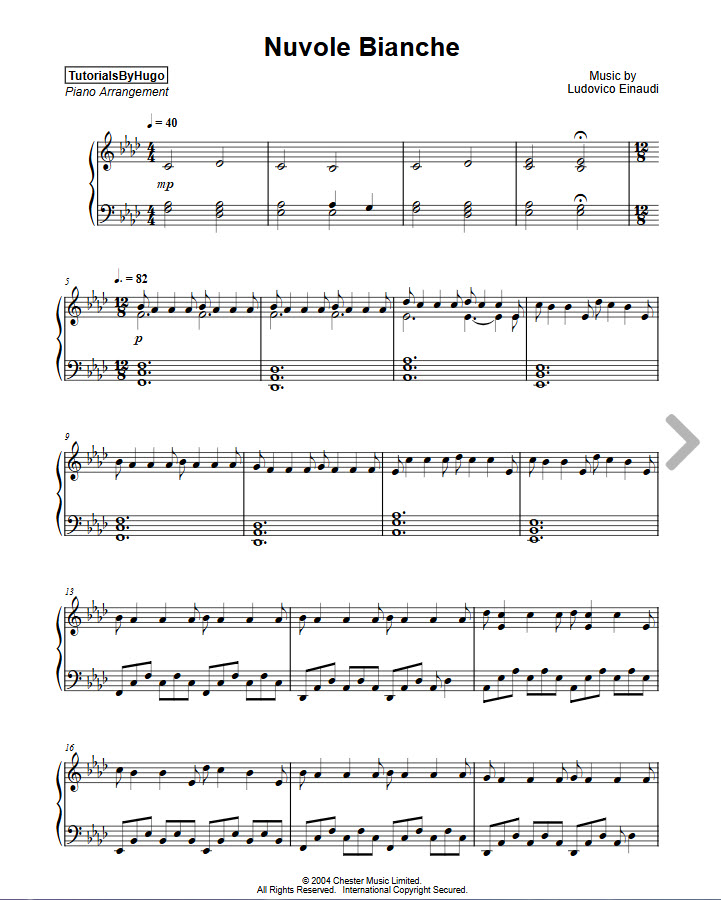 Nuvole bianche sheet music