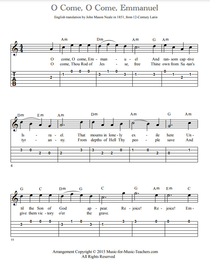 O Come Emmanuel guitar tabs