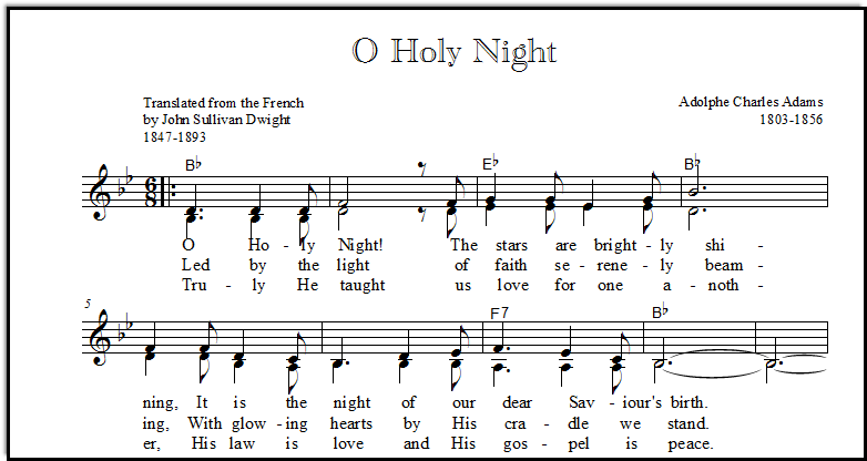 o holy night sheet music e flat major