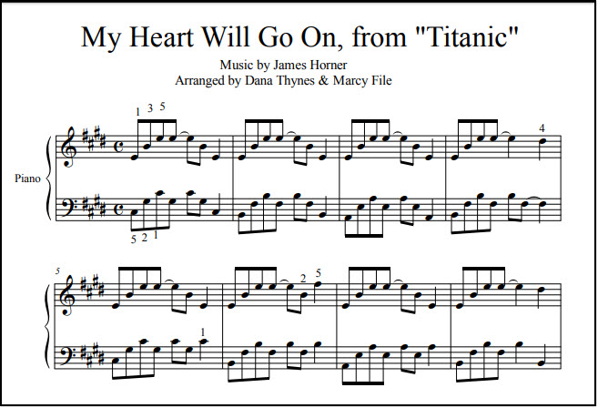my heart will go on song sheet music