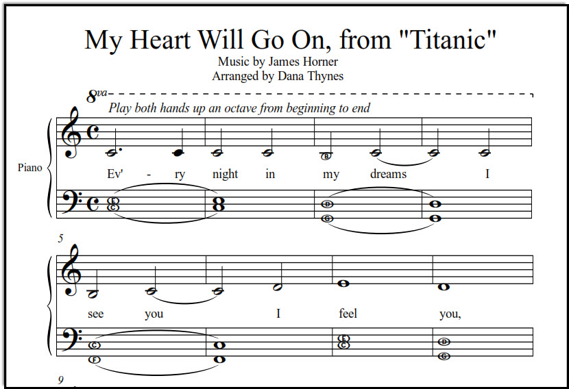 Titanic Music, Beginning to Intermediate Piano