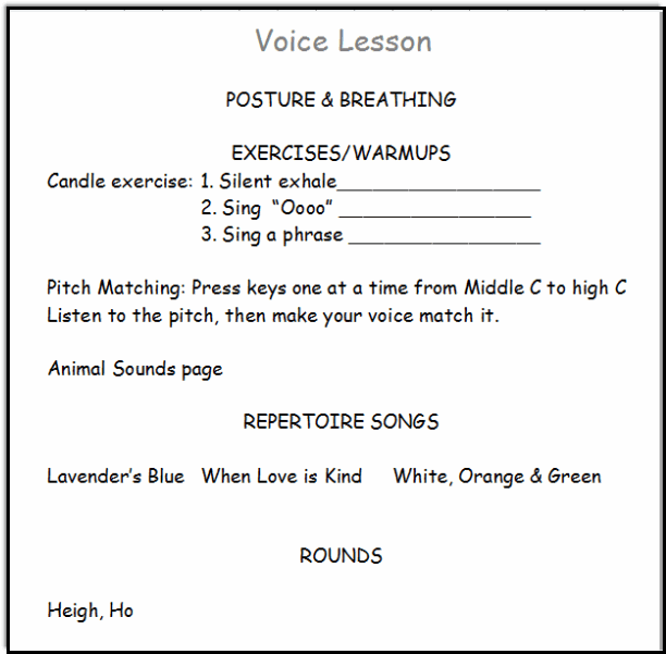 vocal music assignment