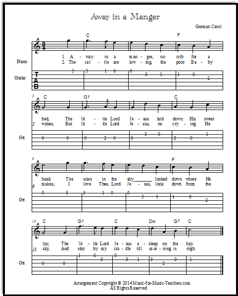 guitar sheet music with chords
