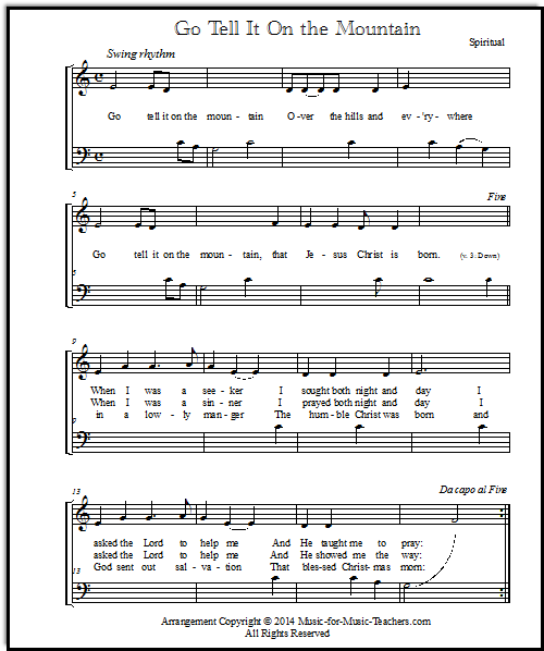 Go, Tell It On The Mountain by African-American Spiritual - Guitar Chords/Lyrics  - Guitar Instructor