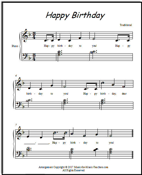 xylophone chords happy birthday