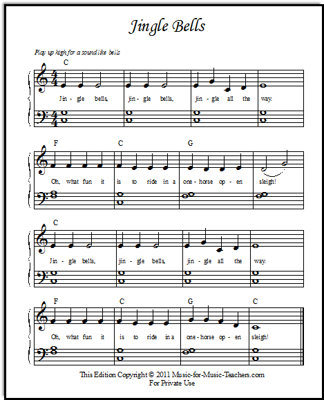 Jingle Bells  Beginner piano sheet music - Galaxy Music Notes