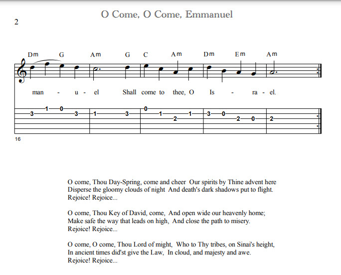 Guitar tabs Christmas carol
